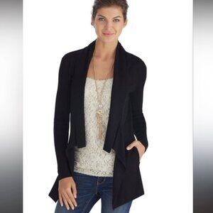 WHBM women M open front waterfall drape cardigan black lagenlook relax comfy